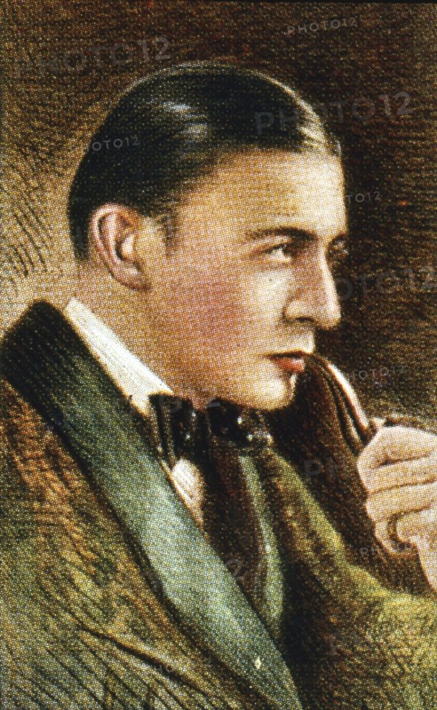 Sherlock Holmes, the detective created by Arthur Conan Doyle in the 1890s, as portrayed by the early English film star, Clive Brook.