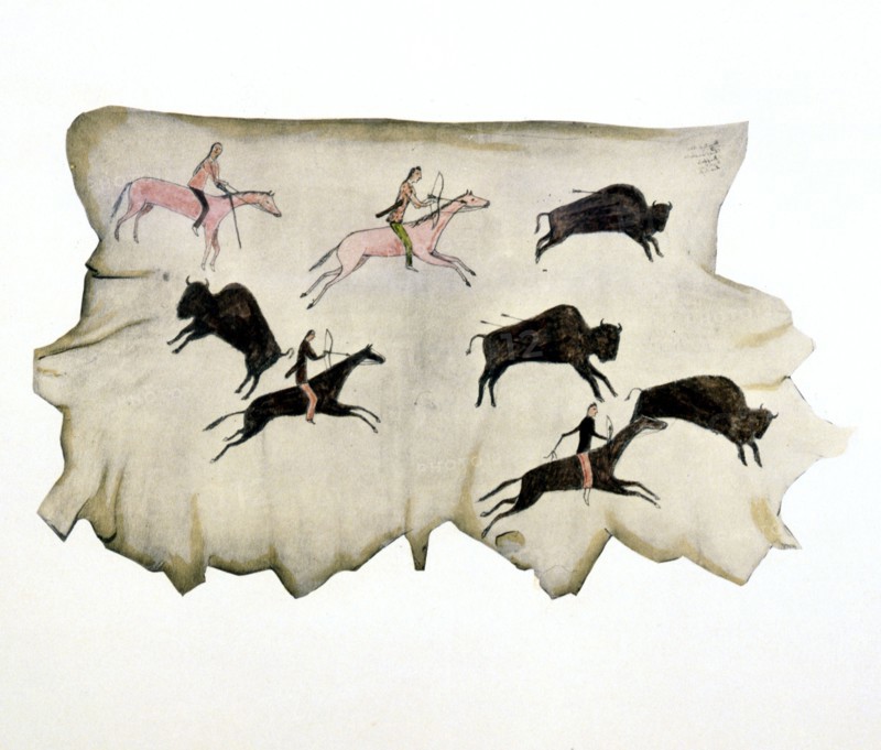 American Plains Indians on a Buffalo