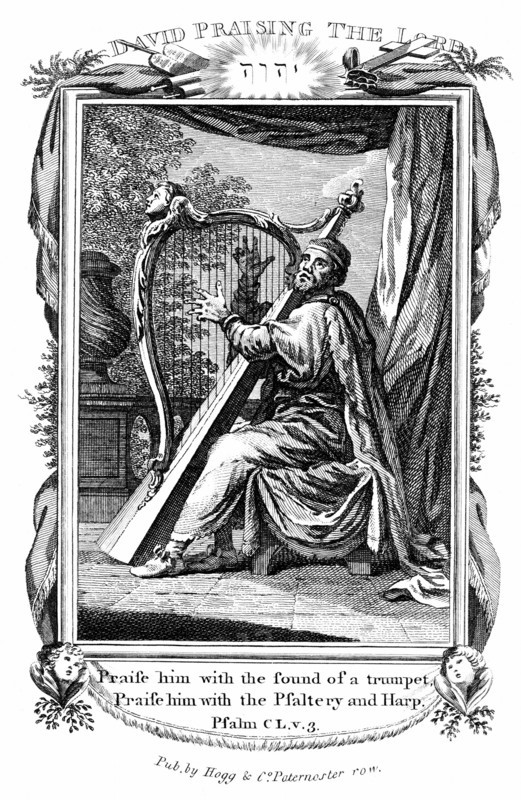 King David praising the Lord and playing the harp
