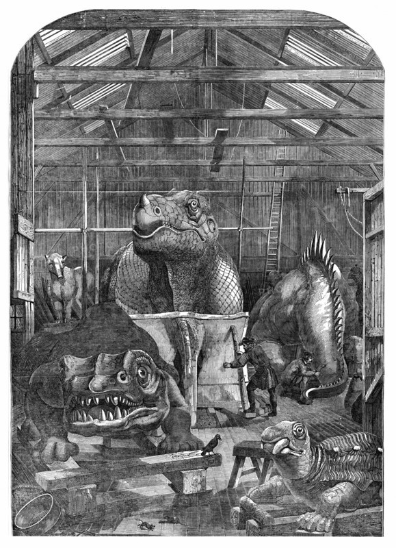 The 'Extinct Animals' model room at Crystal Palace, Sydenham