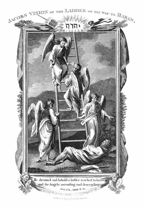 Jacob's dream of angels ascending and descending ladder to heaven