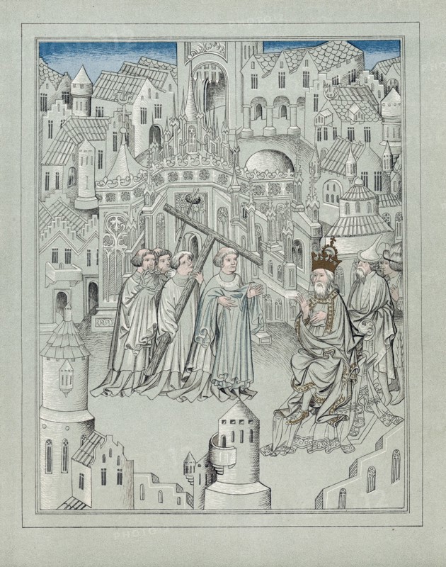 Facsimile of illustration from travels of legendary Sir John Mandeville, c1372