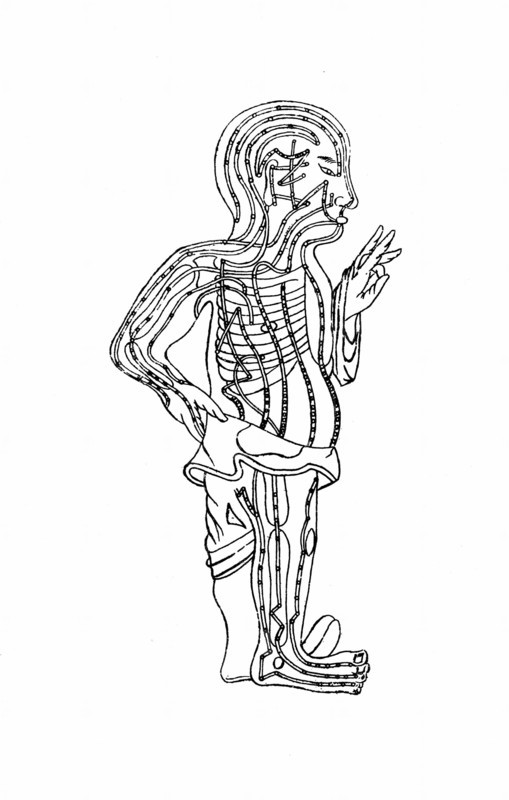 Acupuncture chart, 19th century woodcut