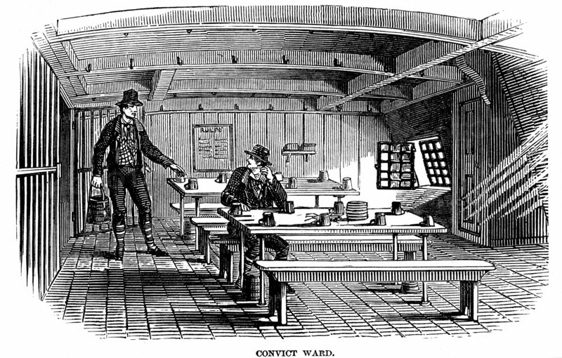 Prison Hulks: Ward on board the convict hulk "Warrior" at Woolwich