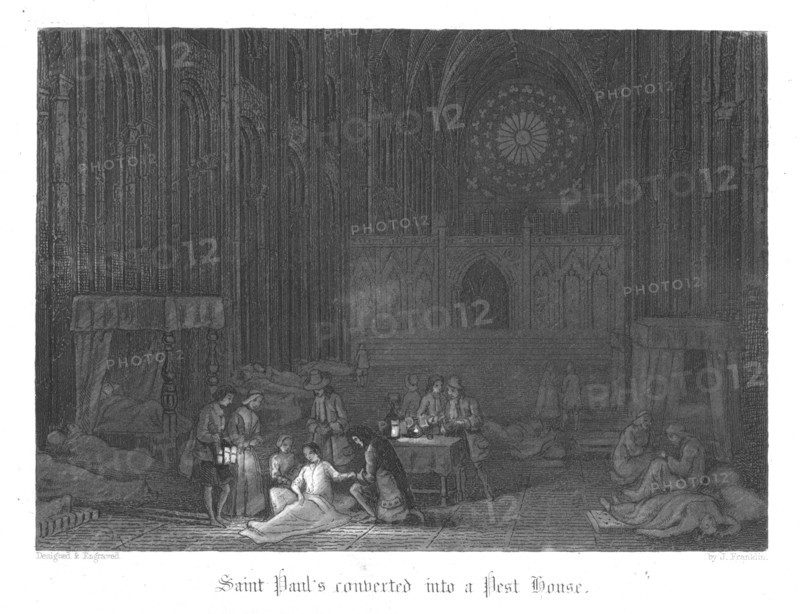 Saint Paul's being used as a pest house during the Plague of London