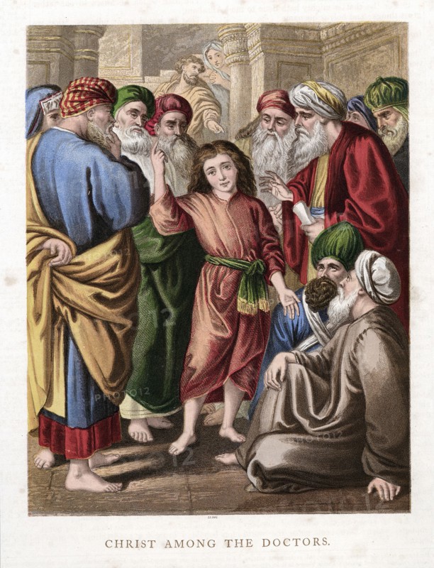 Christ as a boy discussing with the doctors in the Temple