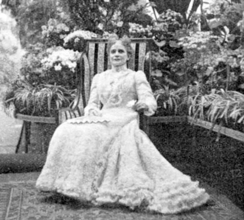 Wife of president William McKinley in the conservatory of the White House at Washington