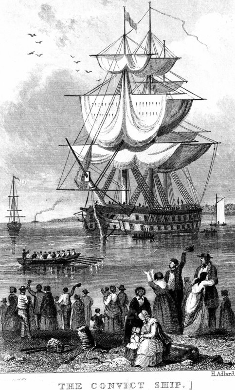 Transportation: Convict ship ready to sail from England to Australia