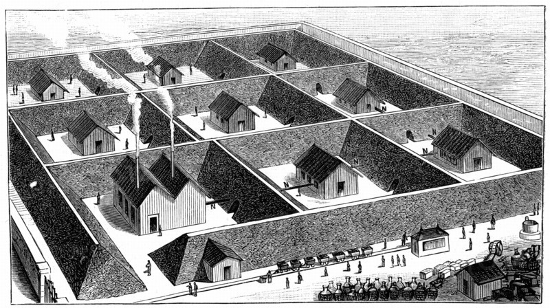Nitroglycerin processing plant, explosives factory, Val Bormida, near Cengio, North West Italy, 1888