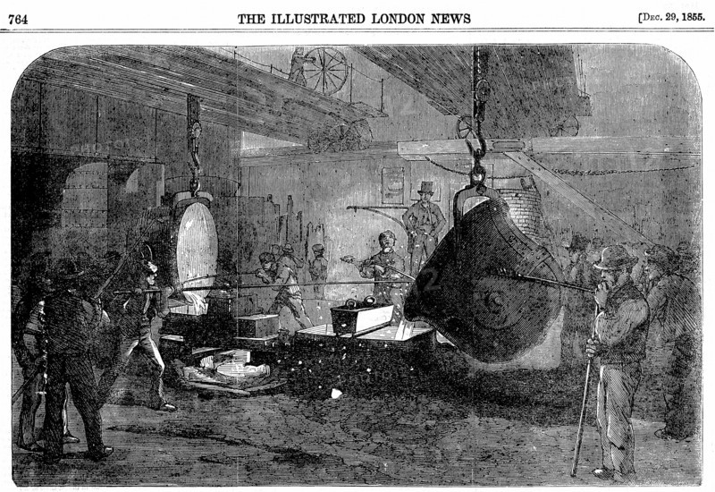 Casting a mortar at Grissell's Regent's Canal Ironworks, City Road, London