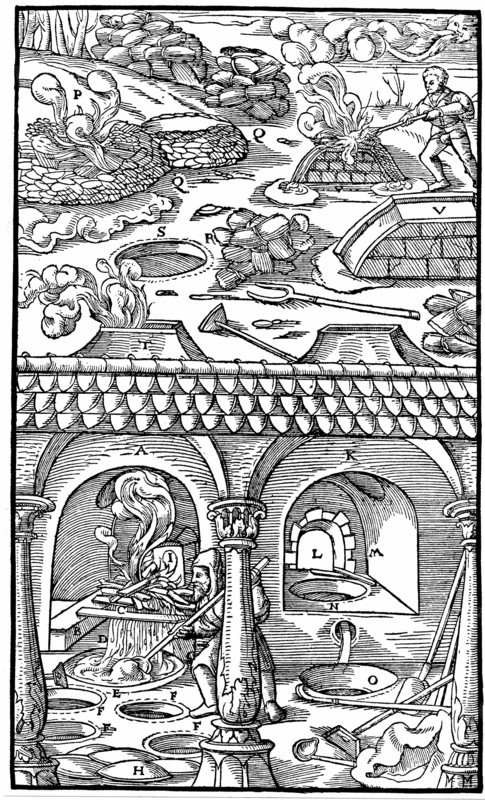 Lead smelting, 1556