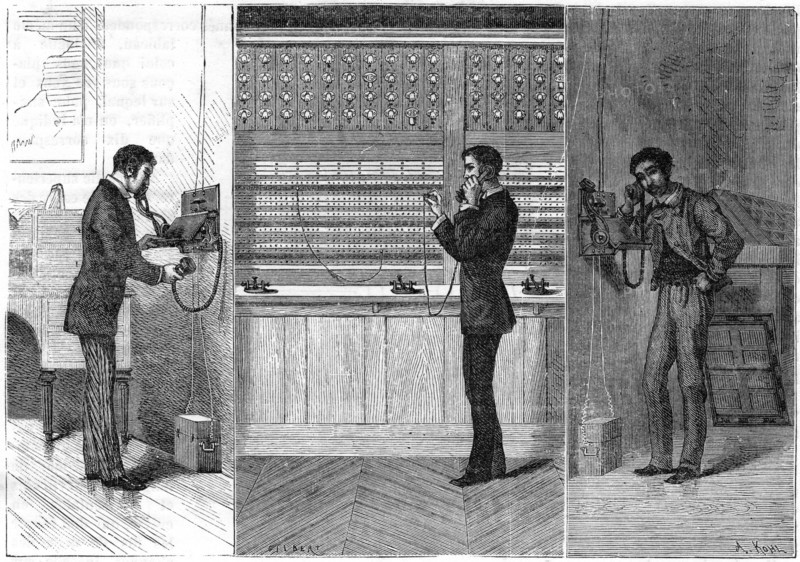Telephone: man on left is making call
