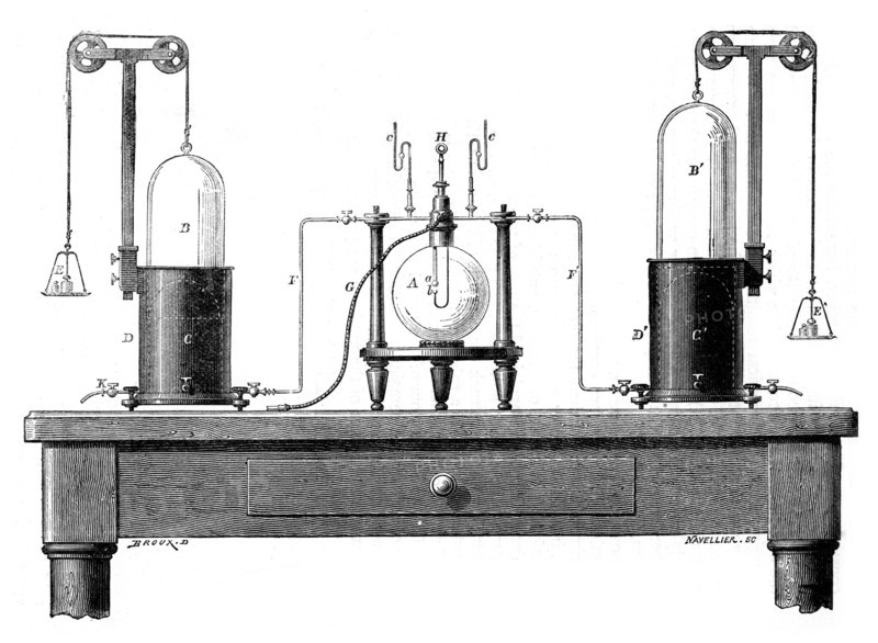 Lavoisier's apparatus for synthesizing water from hydrogen