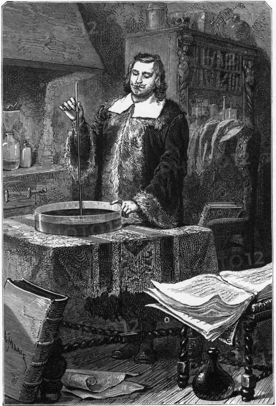 Evangelista Torricelli inventing the mercury barometer