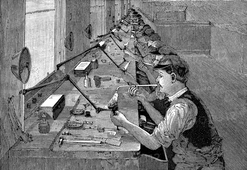Soldering bicycle parts in an American factory