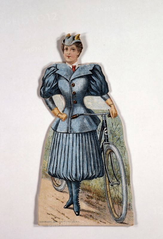 Display card showing ladies' cycling costume