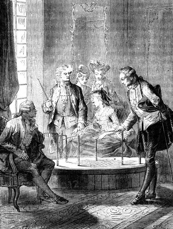 Mesmer's tub at his consulting room in parish which opened soon after his treatise "Memoire sur la decouverte de magnetism animal" in 1779