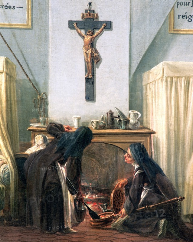 Nuns putting out the fire', Detail, 19th Century