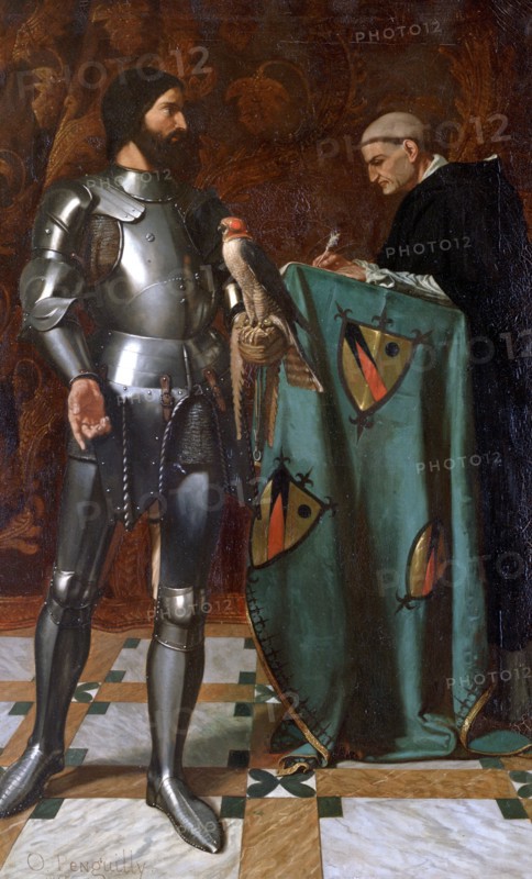 Knight dictating a letter to a Monk', 1865