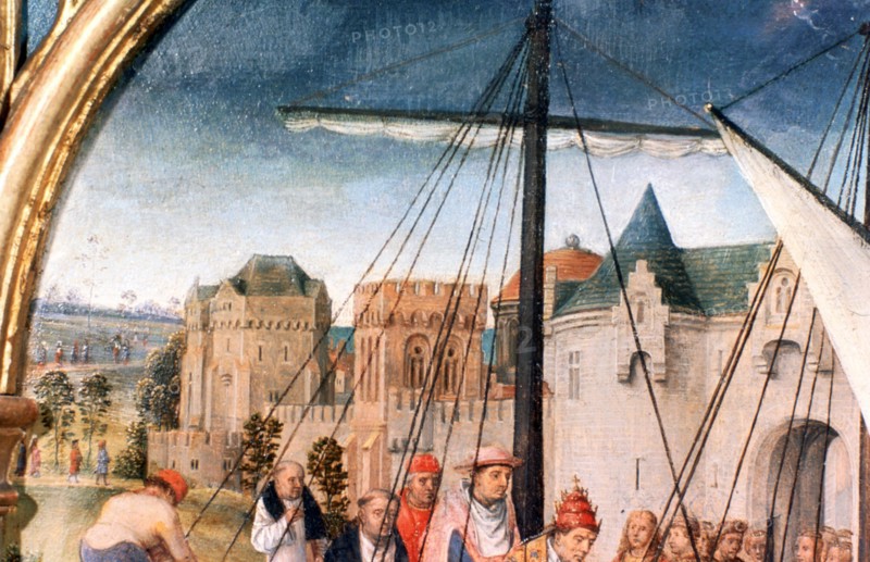 Memling, St Ursula Shrine, Departure from Basle', Detail, 1489