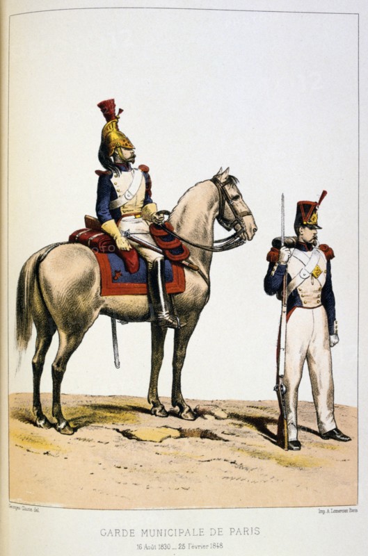 Mounted Municipal guard and Rifleman in Paris