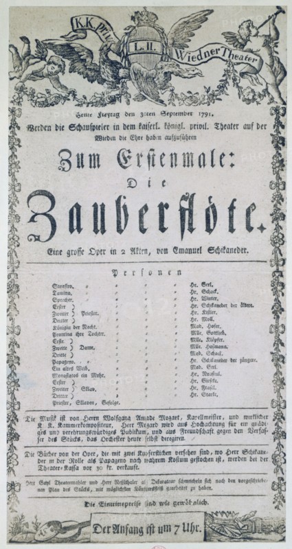 Poster for the opera 'The Magic Flute'