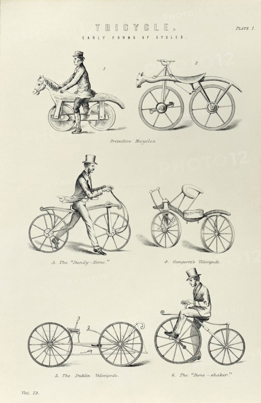 Various forms of early bicycle