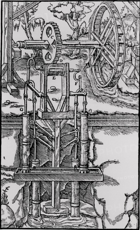 Multiple suction pumps raising water from a mine