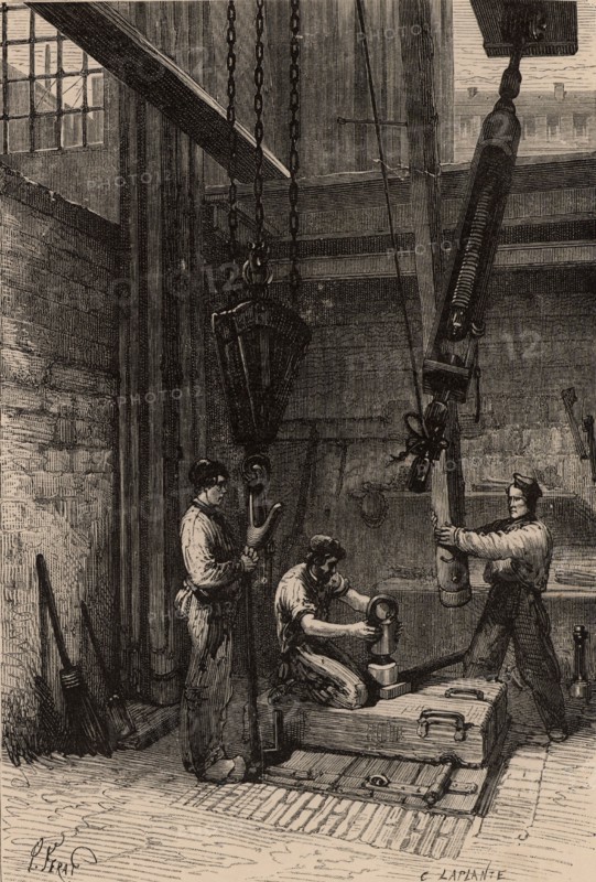 Searching for coal by boring, France, 1869