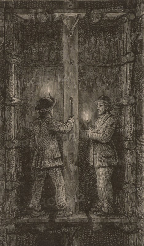 Man-engine or movable ladder adopted in Cornish mines