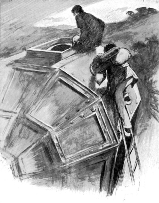 Bedford, encouraged by Cavour, enters their spacecraft for their journey to the Moon