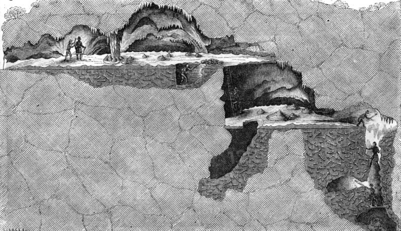 Section of the bone cavern at Gaylenreuth, Franconia, Germany