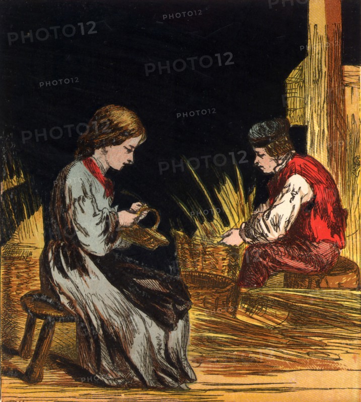 Blind basket maker and his daughter