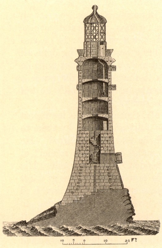 Sectional view of The fourth Eddystone lighthouse