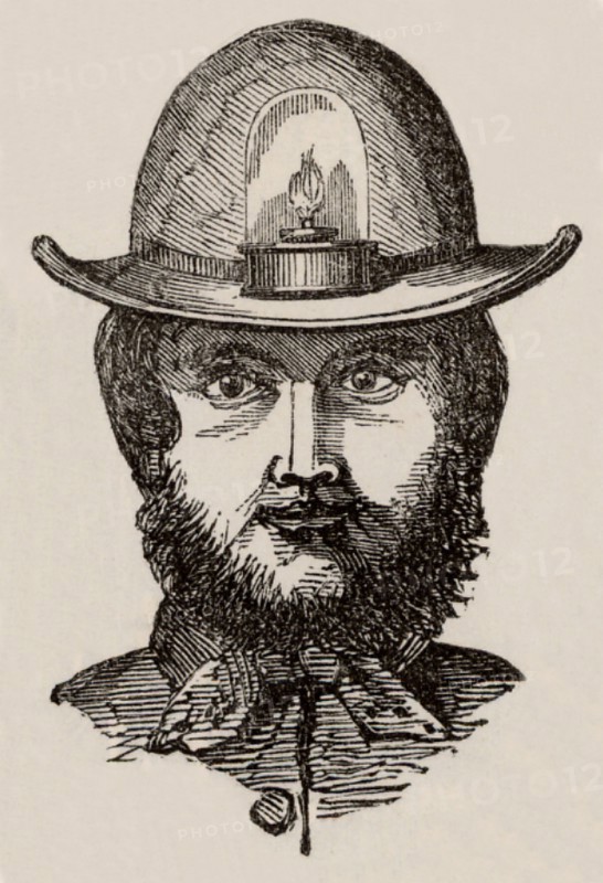 Cornish miner's skull-cap lamp