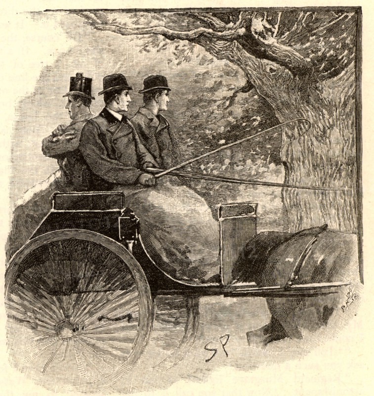 The Adventure of the Musgrave Ritual'. Holmes, right, observing the ancient oak tree that is part of the key to solving the mystery of the disappearance of the Musgrave's butler.  From "The Adventures of Sherlock Holmes" by Conan Doyle from "The Strand Magazine" (London, 1893). Illustration by Sidney E Paget, the first artist to draw Sherlock Holmes.  Engraving.