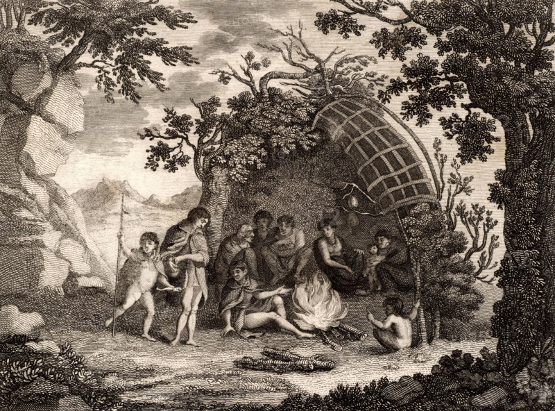 View of the Indians of Terra Del Fuego with a representation of a Hut
