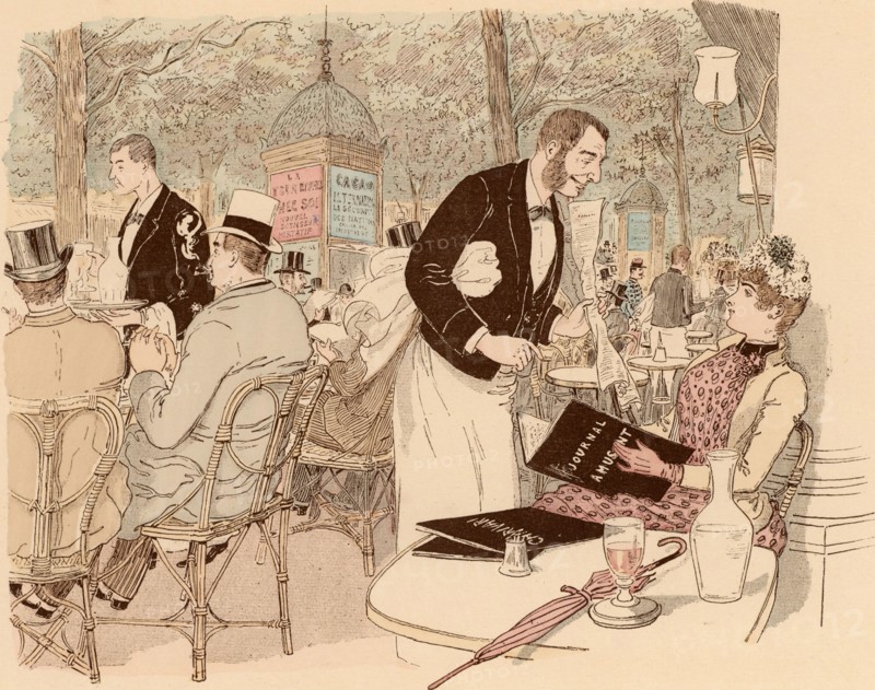 Taking refreshment on the terrace of a Parisian Café