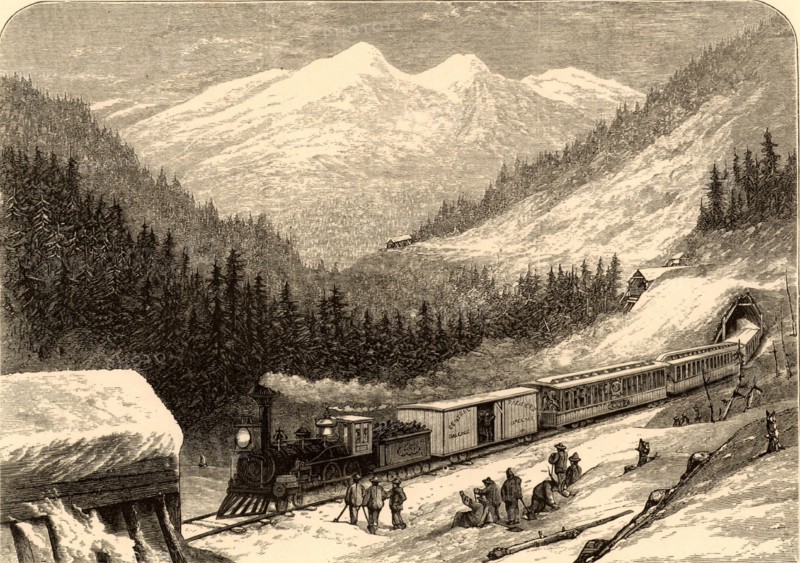 Mail train crossing the Sierra Nevada