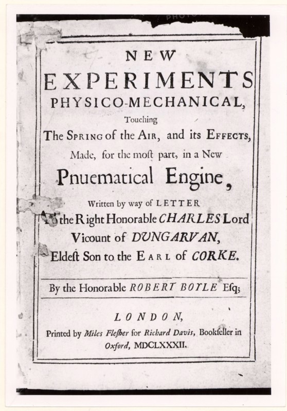 Title page of the third edition of "New Experiments Physico-Mechanical …"  by Robert Boyle