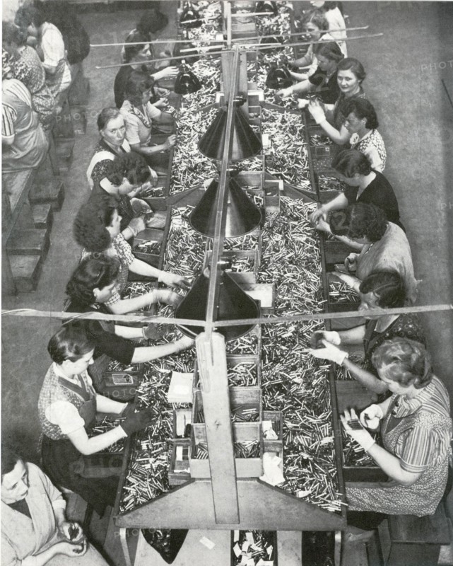 German women working in a war production unit in Germany circa 1942