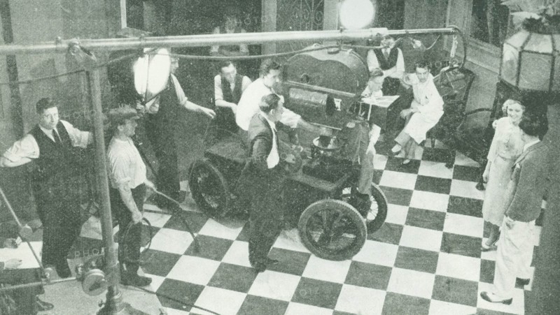 Film set during the filming of a Silent era film