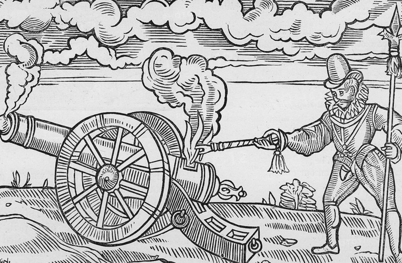 Master gunner firing a cannon