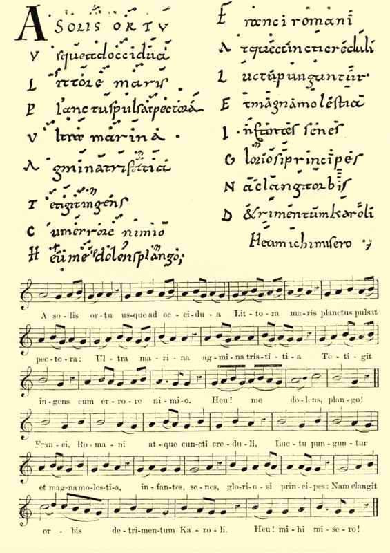 Musical Notation: Lament written on the death of Charlemagne in 814