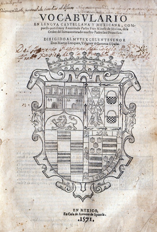 Title page of "Vocabulary in Castilian and Mexican Language"