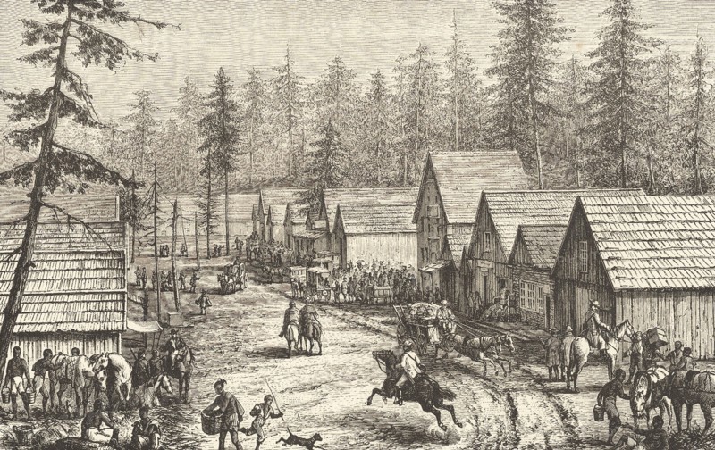 Busy street scene at Cisco Station,California, c1875