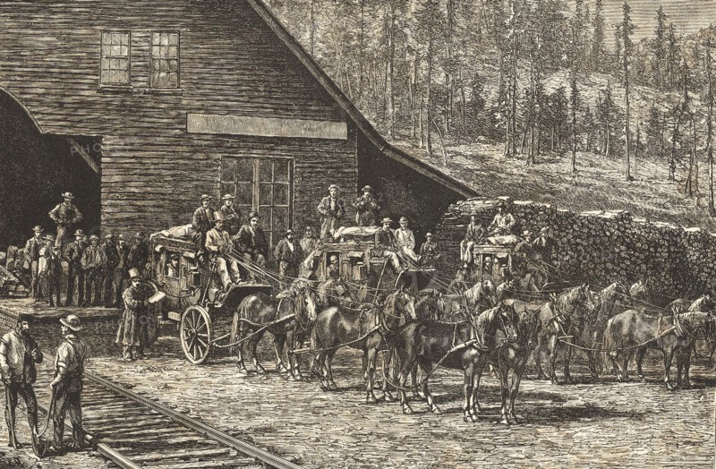 Scene at Reno station, Nevada, on the Central Pacific Railroad, c1876
