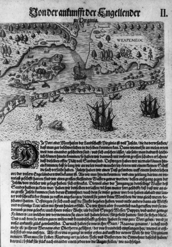 De Bry, L'arrivée des anglais en Virginie