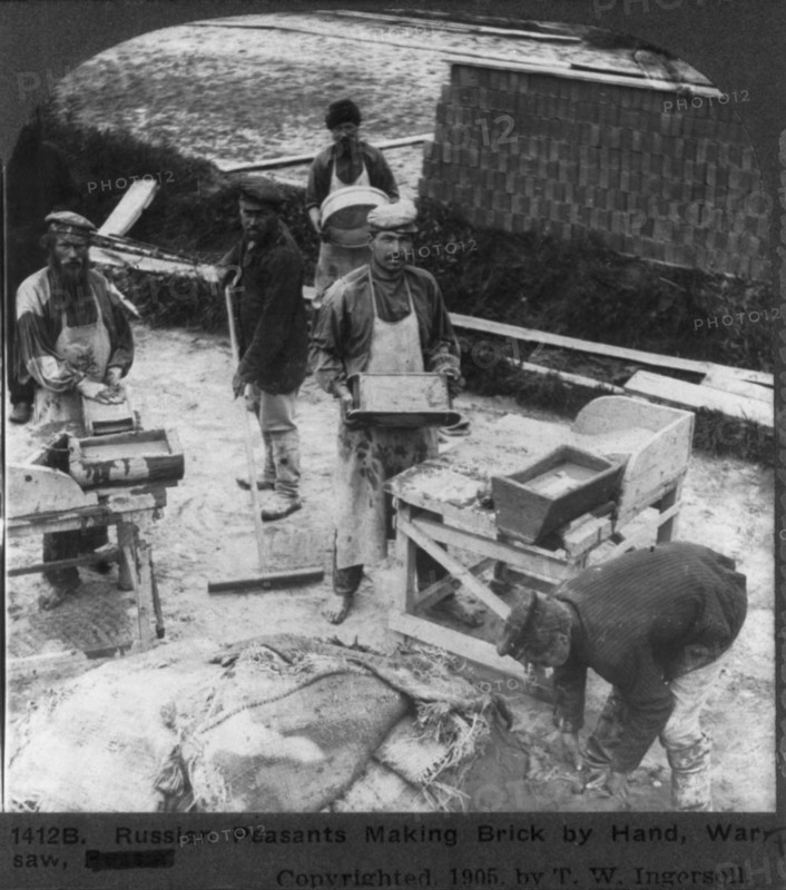 Moulding and stacking bricks