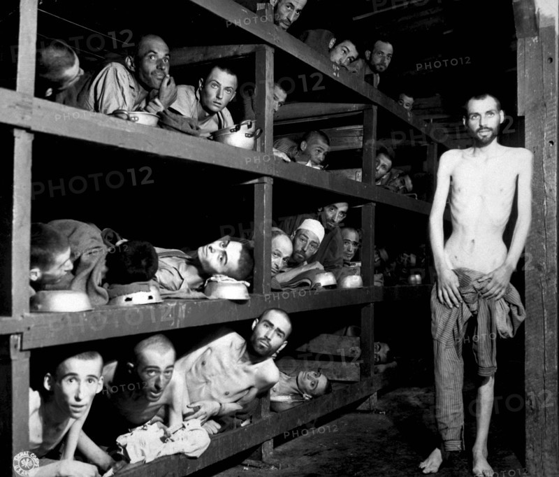 Inmates of the Buchenwald concentration camp, near Weimar, Germany